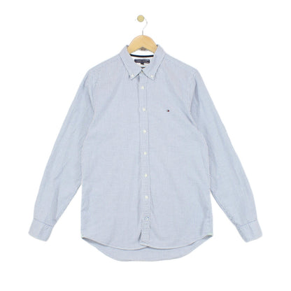 Mens Striped Shirt Stretch Slim Fit Button Up