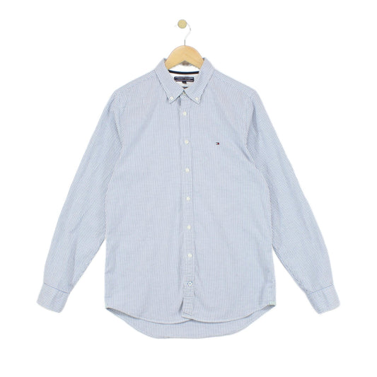 Mens Striped Shirt Stretch Slim Fit Button Up