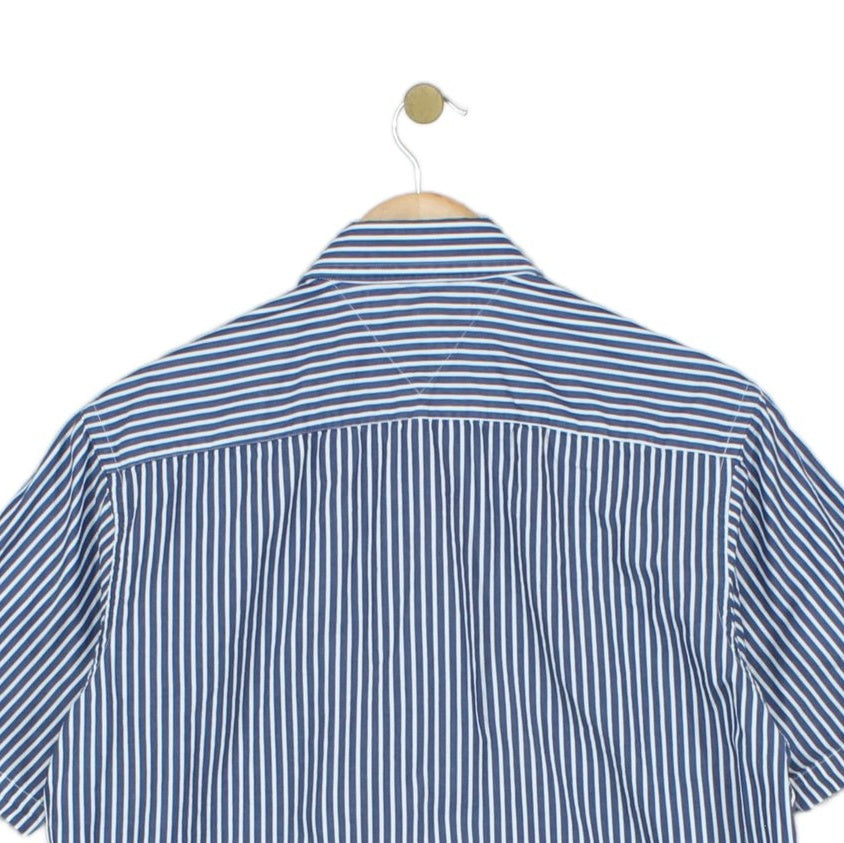 Mens Striped Shirt Short Sleeve Casual Button Up