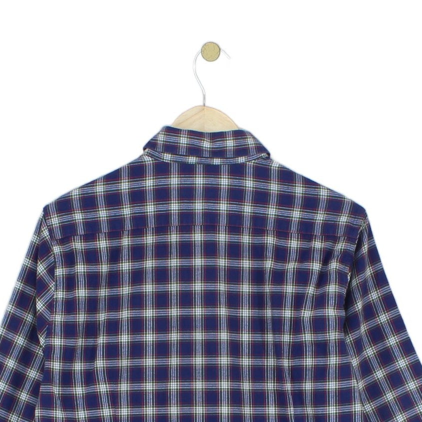 Mens Plaid Shirt Tailored Long Sleeve