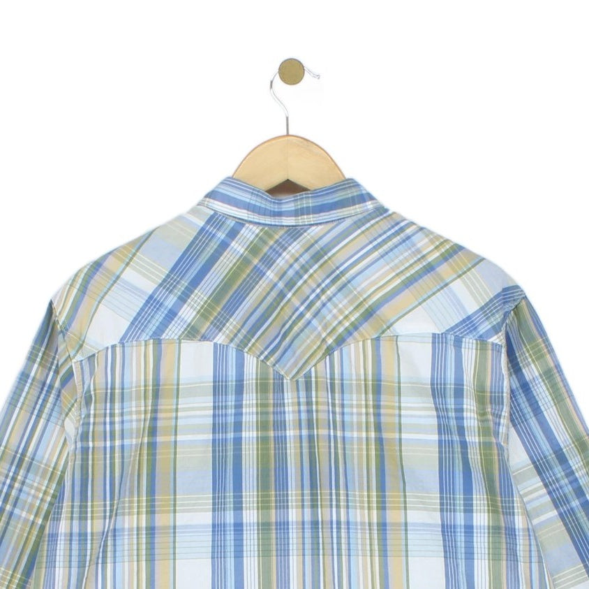 Mens Plaid Shirt Western Long Sleeve Button Up