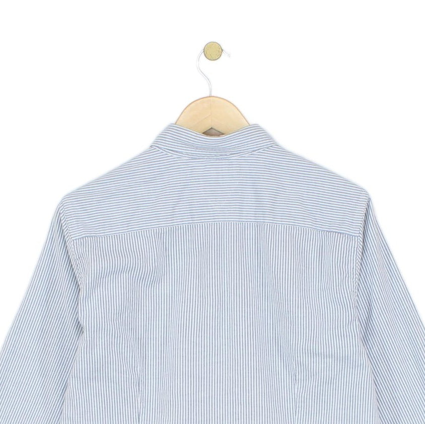 Mens Striped Shirt Stretch Slim Fit Button Up