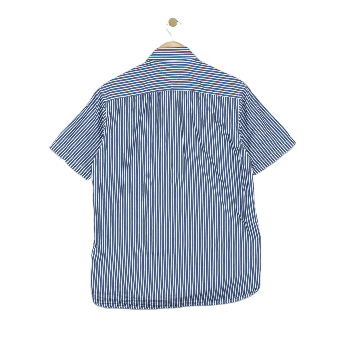 Mens Striped Shirt Short Sleeve Casual Button Up