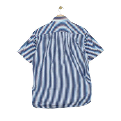 Mens Striped Shirt Short Sleeve Casual Button Up