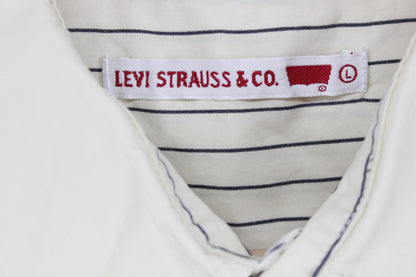 Mens Striped Shirt Western Long Sleeve Collared