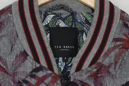 Mens Bomber Jacket Palm Trees Cotton Linen