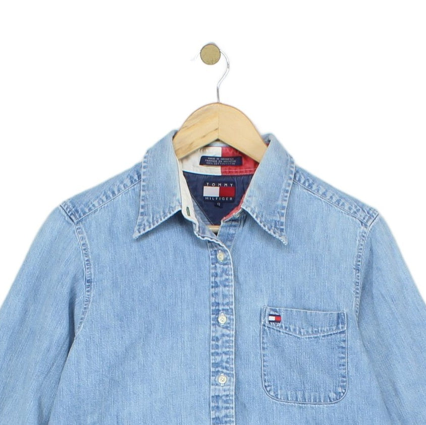 Womens Denim Shirt Button Up Cotton
