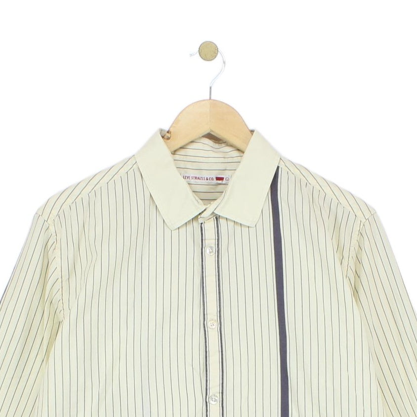 Mens Striped Shirt Western Long Sleeve Collared