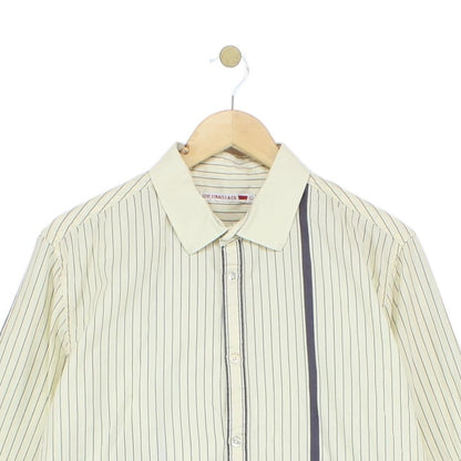 Mens Striped Shirt Western Long Sleeve Collared