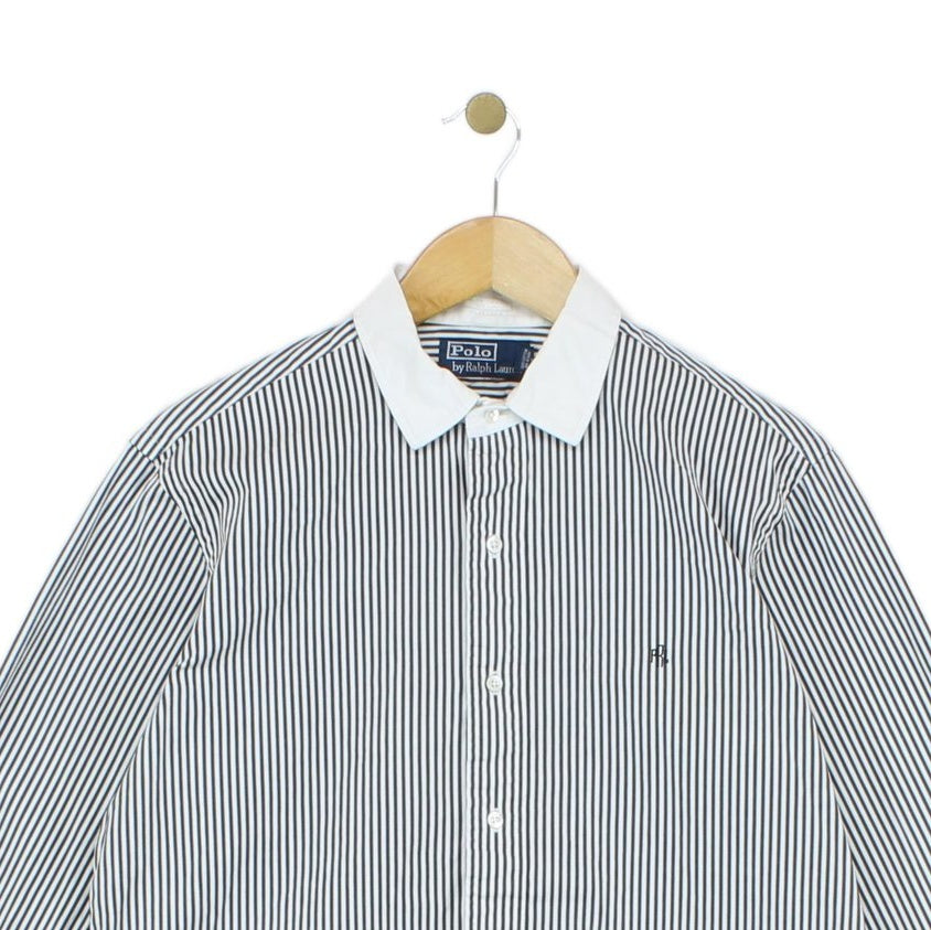 Mens Striped Shirt Button Up Collar Cotton