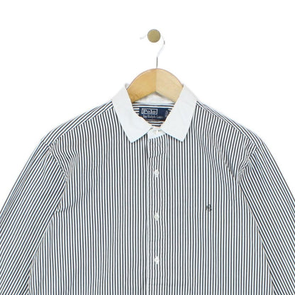 Mens Striped Shirt Button Up Collar Cotton