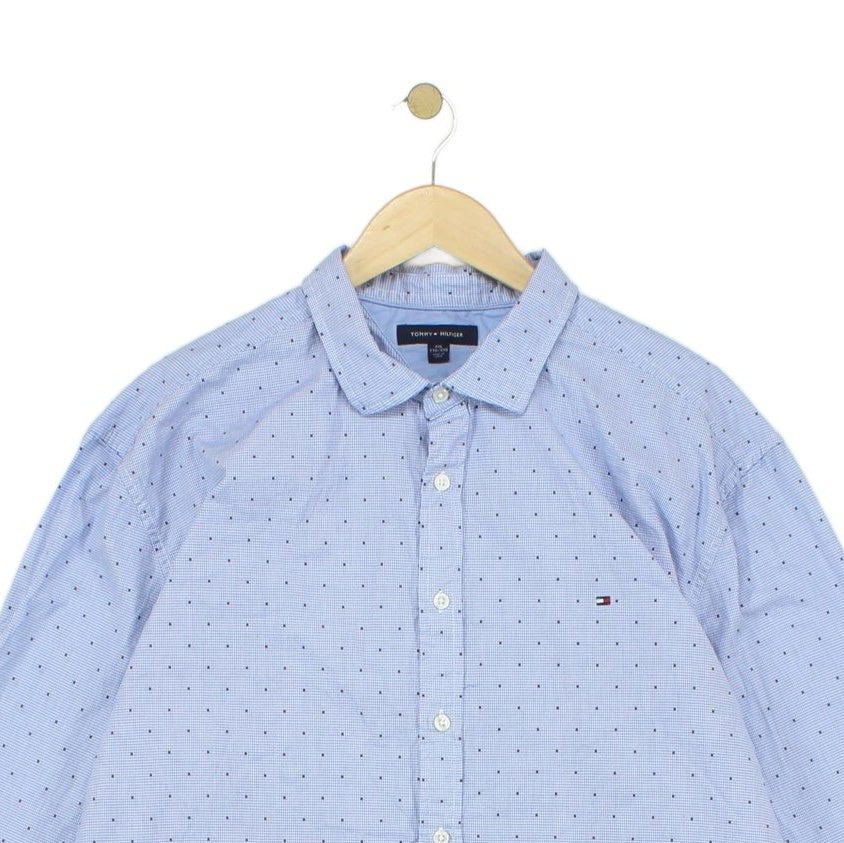 Mens Dotted Shirt Long Sleeve Check