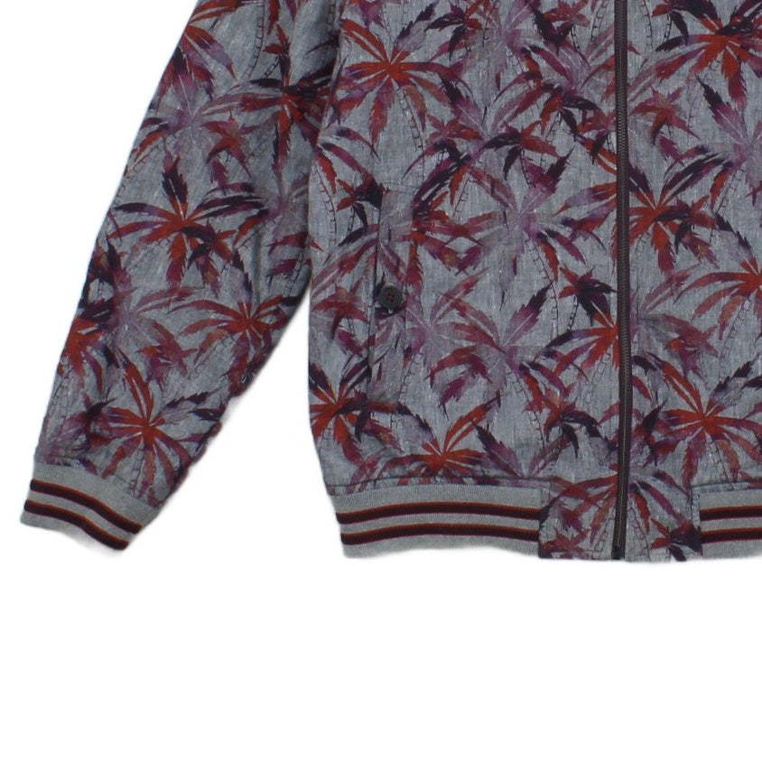 Mens Bomber Jacket Palm Trees Cotton Linen