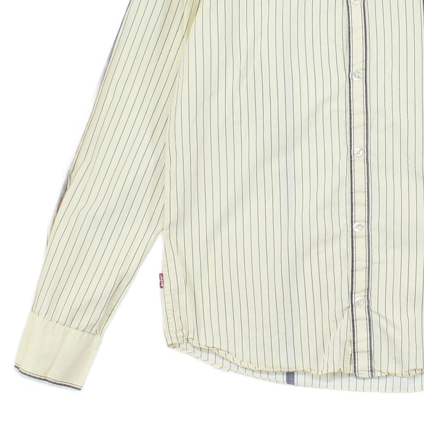 Mens Striped Shirt Western Long Sleeve Collared