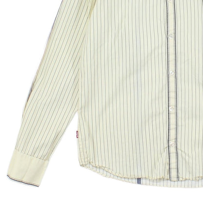 Mens Striped Shirt Western Long Sleeve Collared