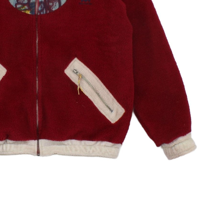 Mens Sherpa Fleece Jacket Full Zip Patterned