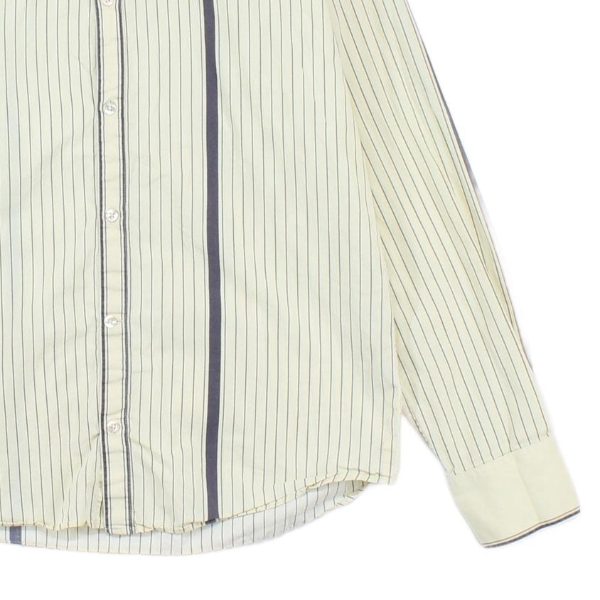 Mens Striped Shirt Western Long Sleeve Collared