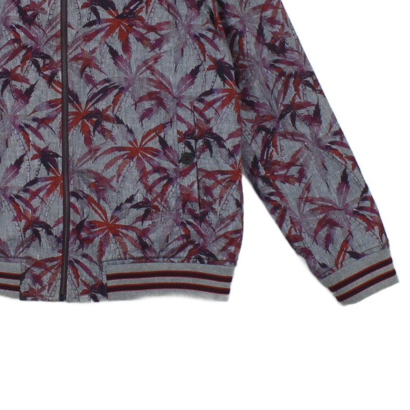 Mens Bomber Jacket Palm Trees Cotton Linen
