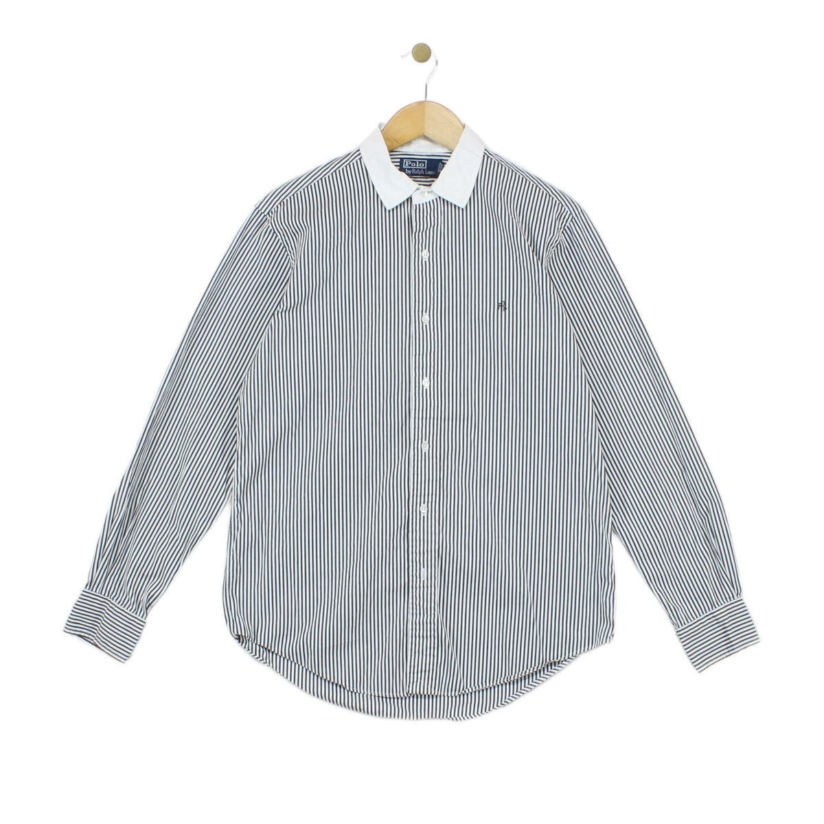 Mens Striped Shirt Button Up Collar Cotton