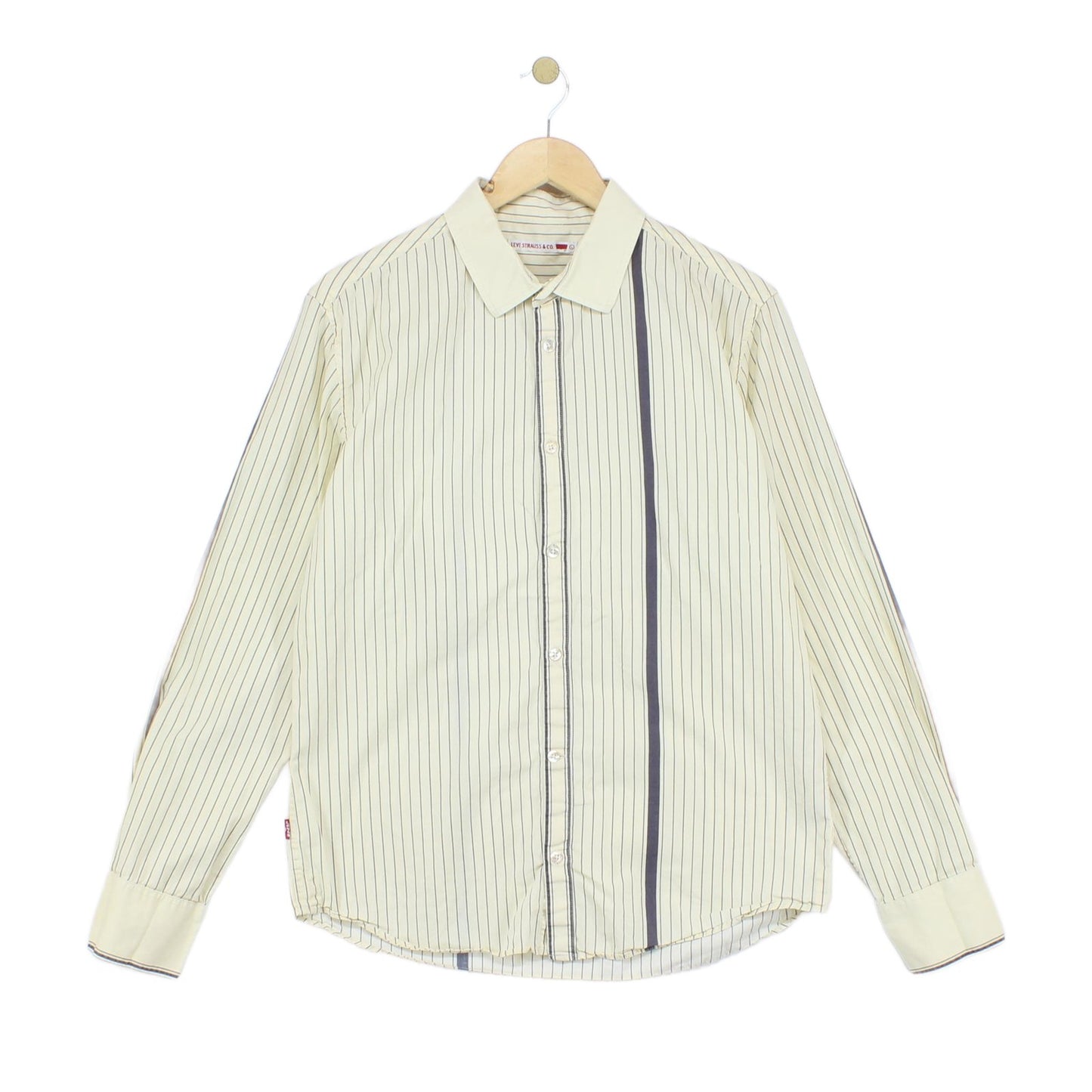 Mens Striped Shirt Western Long Sleeve Collared