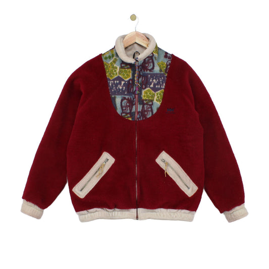 Mens Sherpa Fleece Jacket Full Zip Patterned