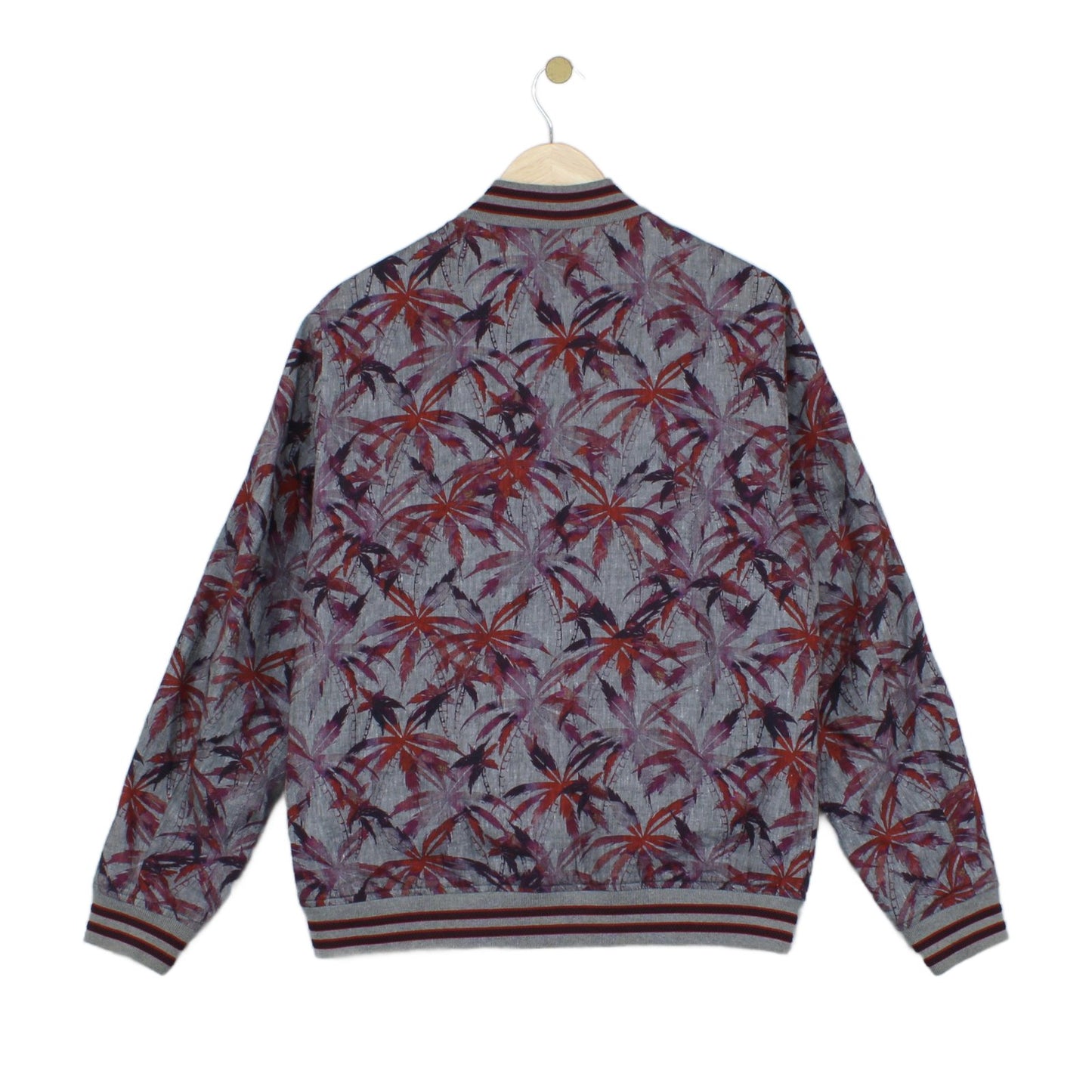 Mens Bomber Jacket Palm Trees Cotton Linen