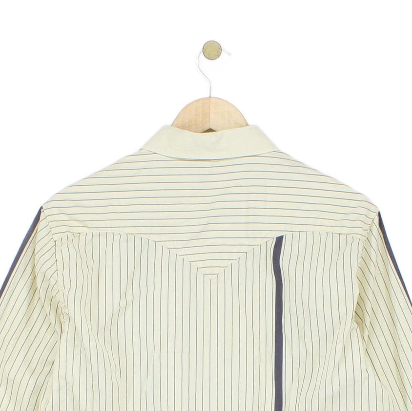 Mens Striped Shirt Western Long Sleeve Collared
