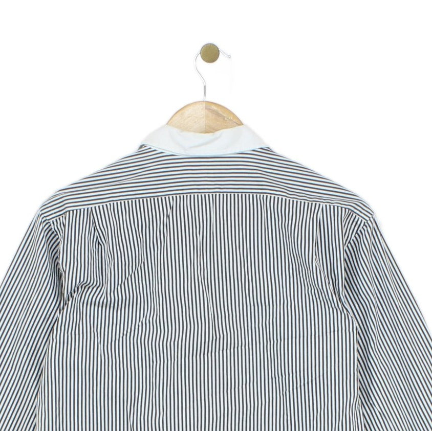 Mens Striped Shirt Button Up Collar Cotton