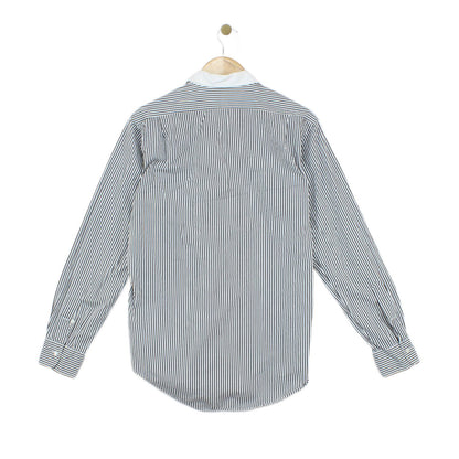 Mens Striped Shirt Button Up Collar Cotton