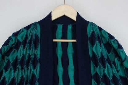 Womens Open Front Cardigan Geometric Chunky Knit