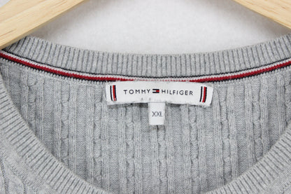 Womens Cable Knit Jumper Ribbed Crew Neck