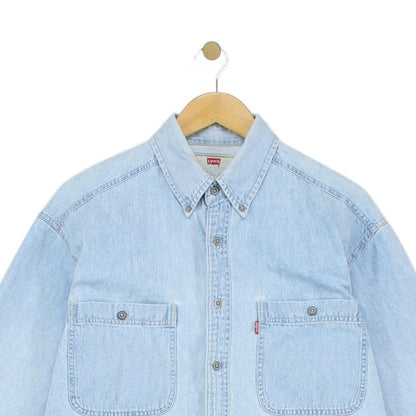 Mens Denim Shirt Long Sleeve Button Up