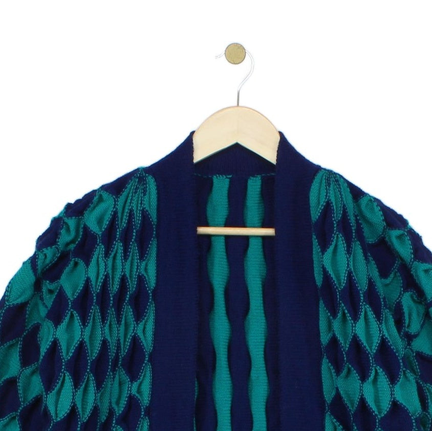 Womens Open Front Cardigan Geometric Chunky Knit