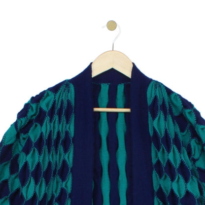 Womens Open Front Cardigan Geometric Chunky Knit
