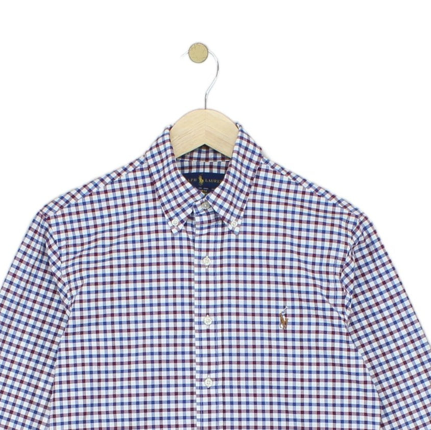 Mens Check Shirt Slim Fit Stretch