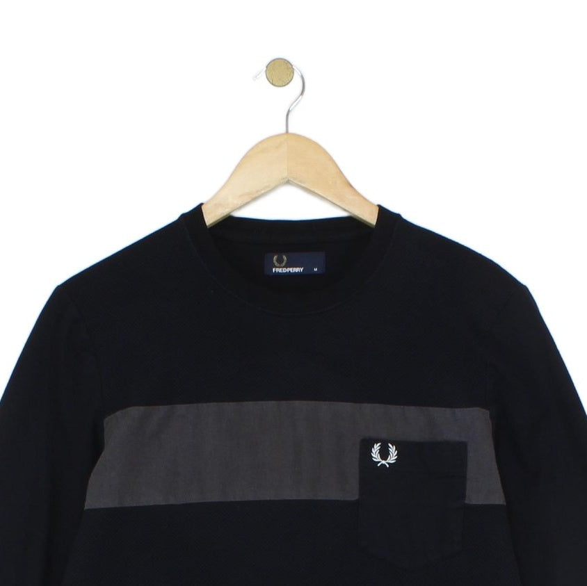 Mens T-Shirt Long Sleeve Logo Knit Cotton