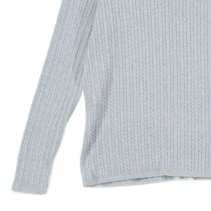 Womens Cable Knit Jumper Ribbed Crew Neck
