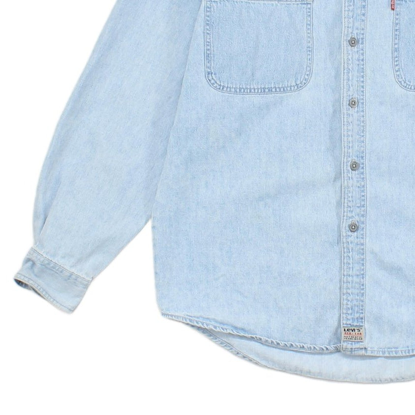 Mens Denim Shirt Long Sleeve Button Up