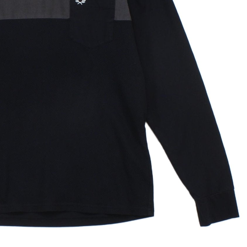 Mens T-Shirt Long Sleeve Logo Knit Cotton