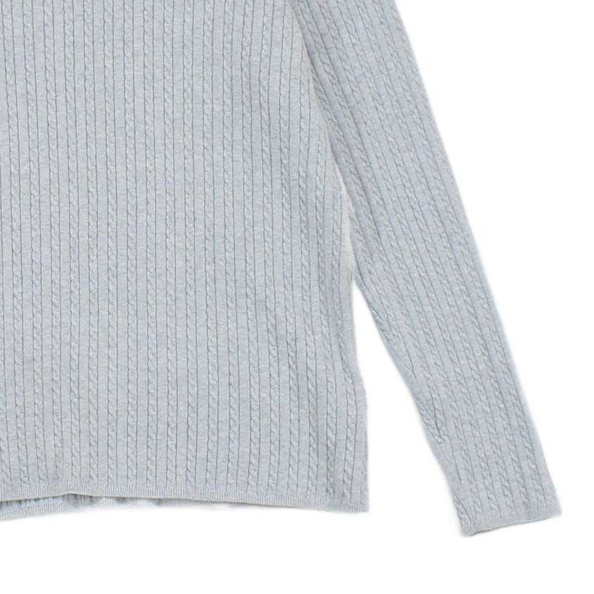 Womens Cable Knit Jumper Ribbed Crew Neck