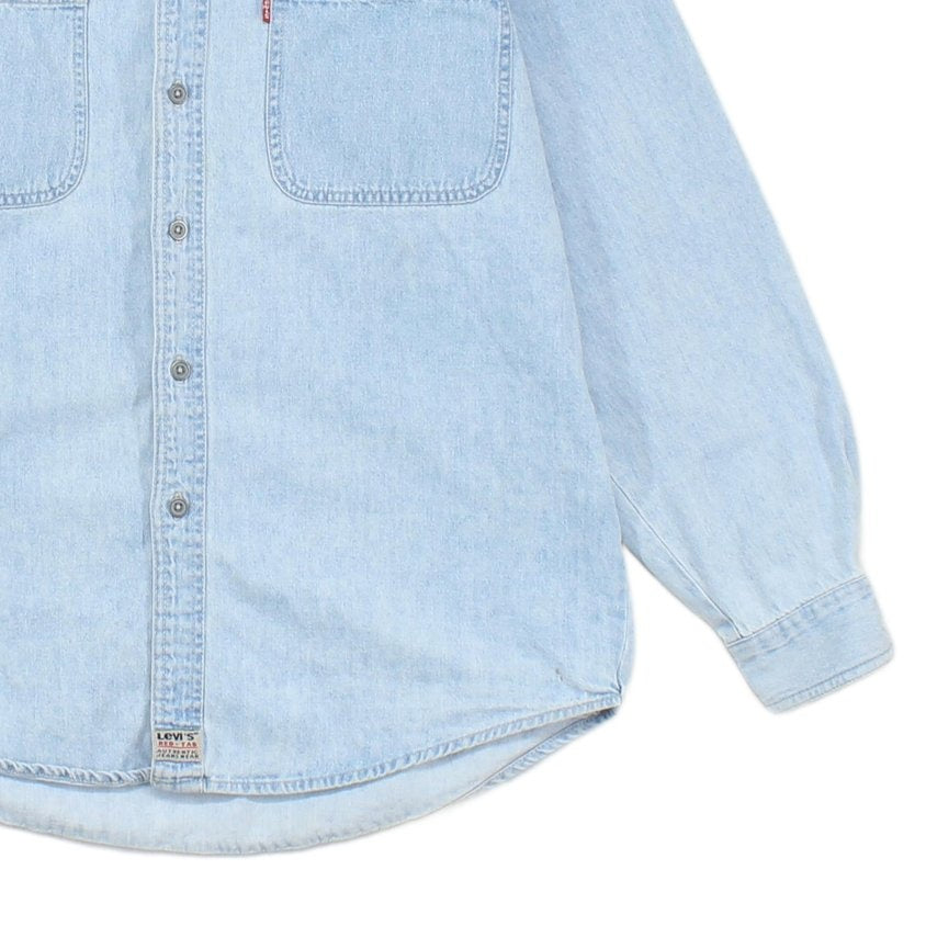 Mens Denim Shirt Long Sleeve Button Up