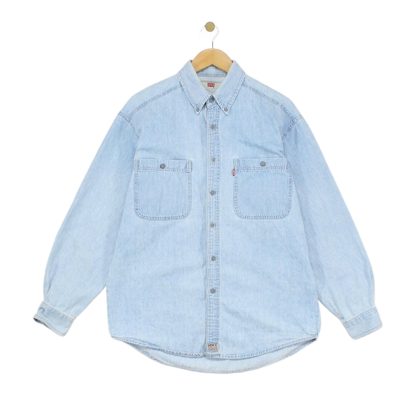 Mens Denim Shirt Long Sleeve Button Up