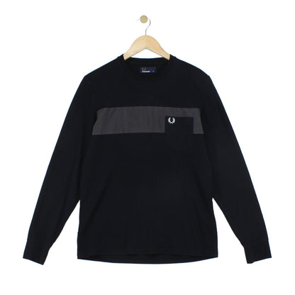 Mens T-Shirt Long Sleeve Logo Knit Cotton