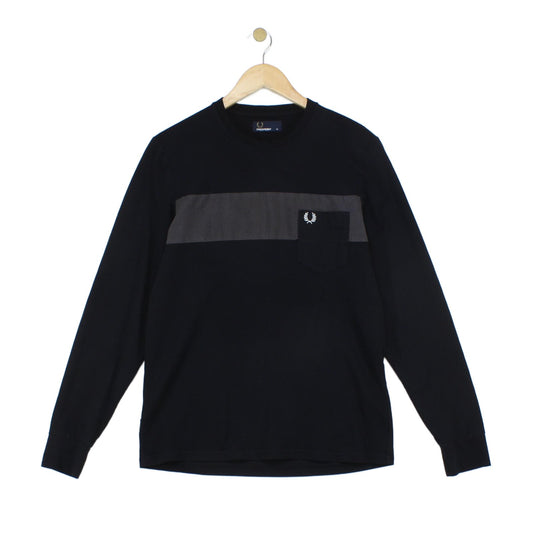 Mens T-Shirt Long Sleeve Logo Knit Cotton