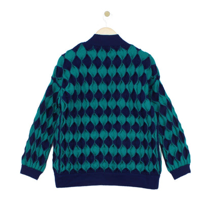 Womens Open Front Cardigan Geometric Chunky Knit