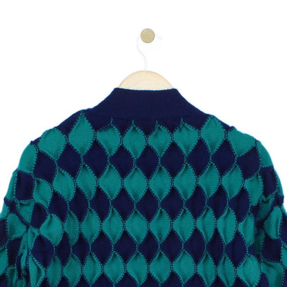 Womens Open Front Cardigan Geometric Chunky Knit