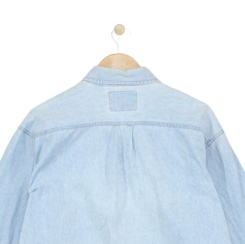 Mens Denim Shirt Long Sleeve Button Up