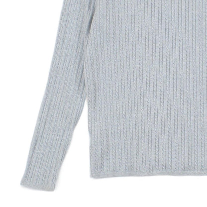 Womens Cable Knit Jumper Ribbed Crew Neck