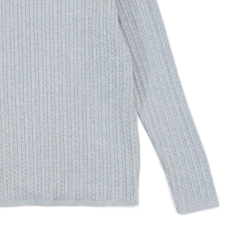 Womens Cable Knit Jumper Ribbed Crew Neck