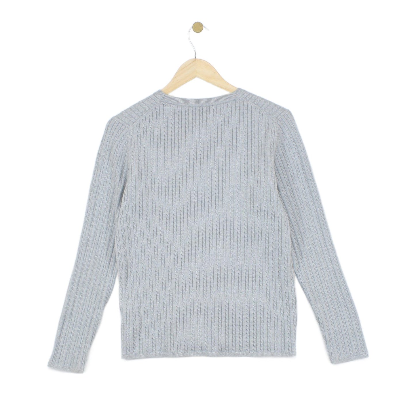 Womens Cable Knit Jumper Ribbed Crew Neck